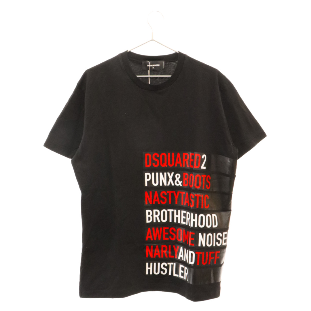 73センチ身幅DSQUARED2 ディースクエアード 19SS テープ ロゴ プリント クルーネック 半袖カットソー Tシャツ ブラック S74GD0477 S20694