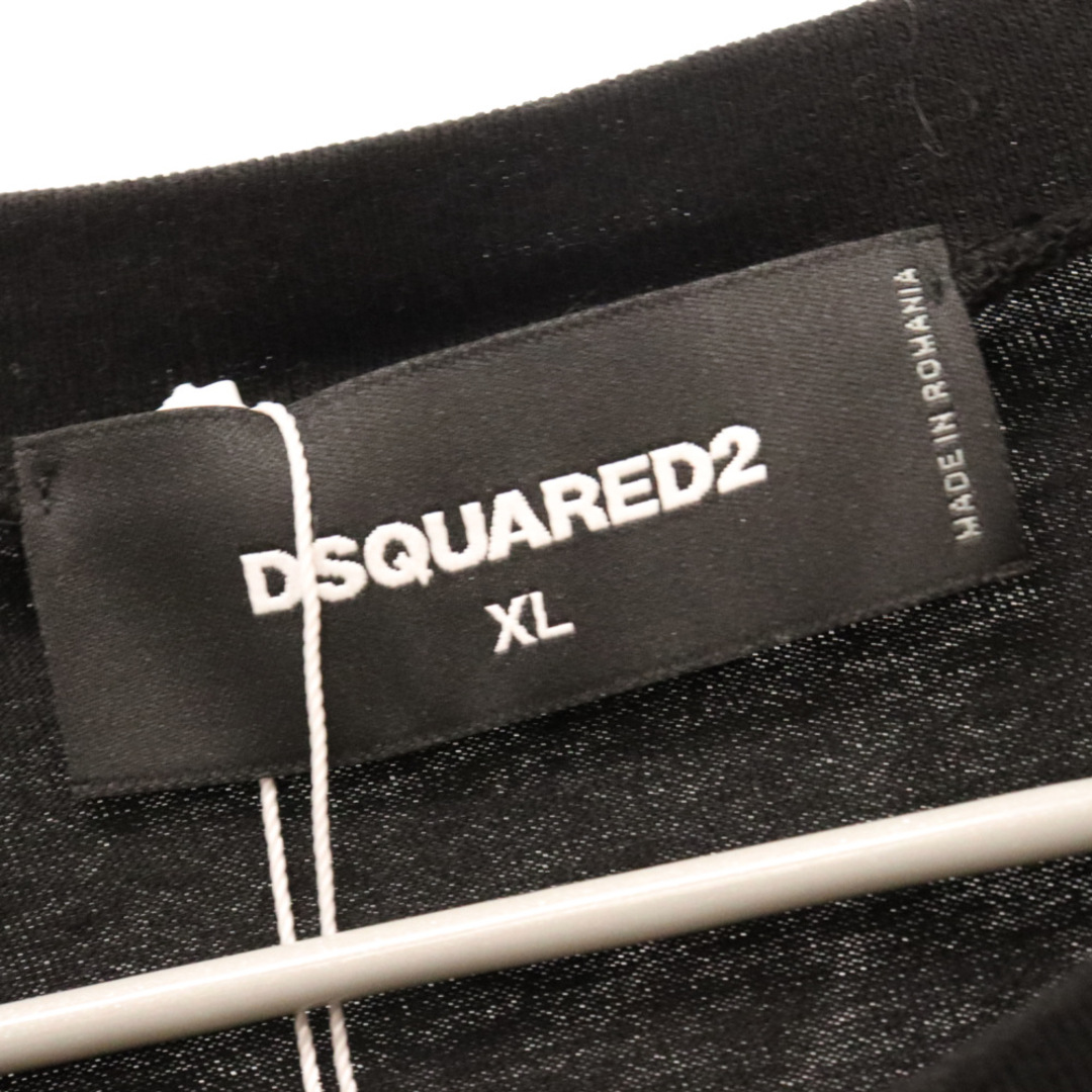 73センチ身幅DSQUARED2 ディースクエアード 19SS テープ ロゴ プリント クルーネック 半袖カットソー Tシャツ ブラック S74GD0477 S20694