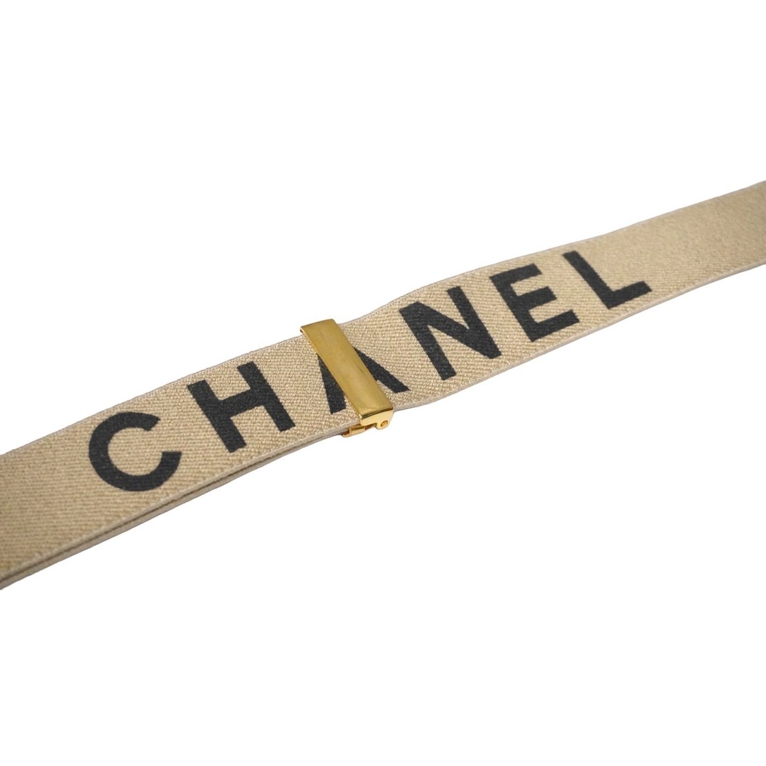 CHANEL(シャネル)のCHANEL シャネル ヴィンテージ サスペンダー ココマーク レザー ゴム ベージュ ブラック ゴールド金具 美品 中古 58044 レディースのファッション小物(サスペンダー)の商品写真