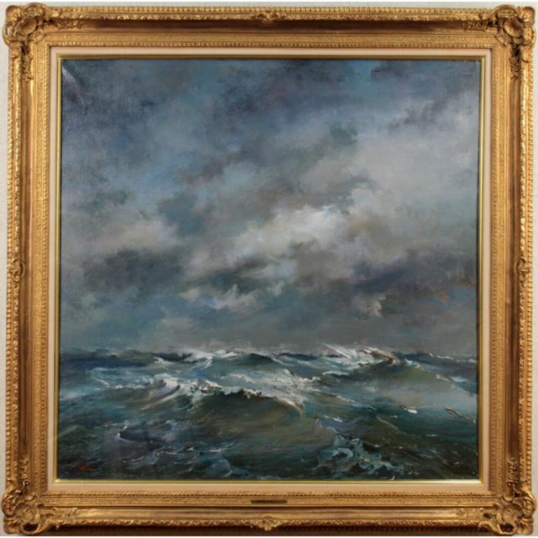 クレイツ『大西洋』油彩画【真作保証】 絵画81×81cm作品サイズ