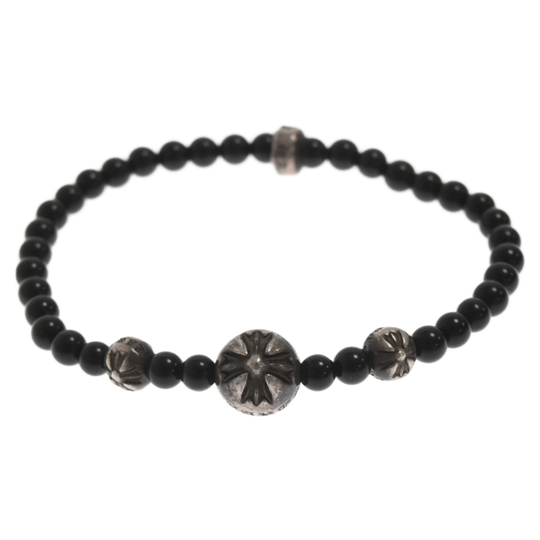 CHROME HEARTS クロムハーツ 4mm BEAD 4mmビーズブレス ブレスレット ブラック/シルバー87ミリ重さ