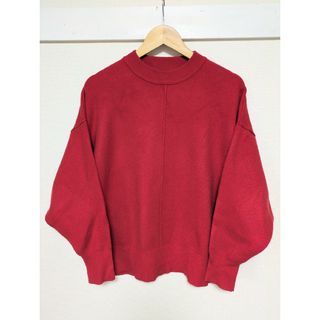 ザラ(ZARA)のZARA　ザラ　モックネック　ニット　セーター　S　レッド　赤　ドルマンオーバー(ニット/セーター)