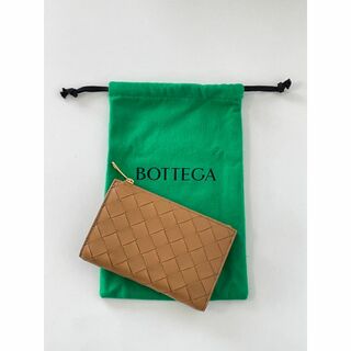 ボッテガヴェネタ(Bottega Veneta)の二つ折りファスナーウォレット　キャラメル（若干細長いタイプ） BOTTEGA(財布)
