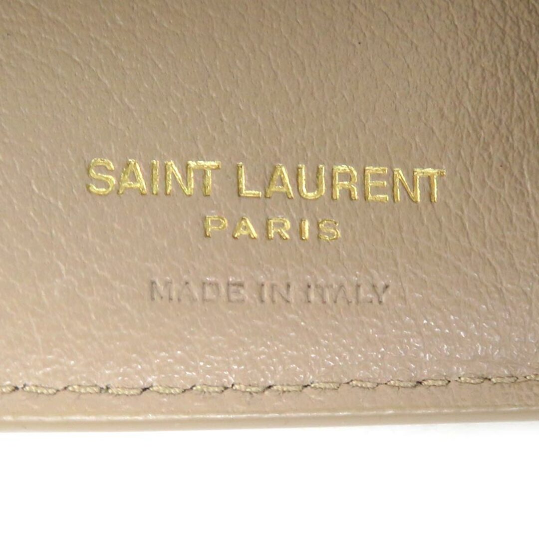 Saint Laurent(サンローラン)のサンローラン SAINT LAURENT 三つ折り財布 レザー ベージュ レディース 送料無料【中古】 h29990f レディースのファッション小物(財布)の商品写真