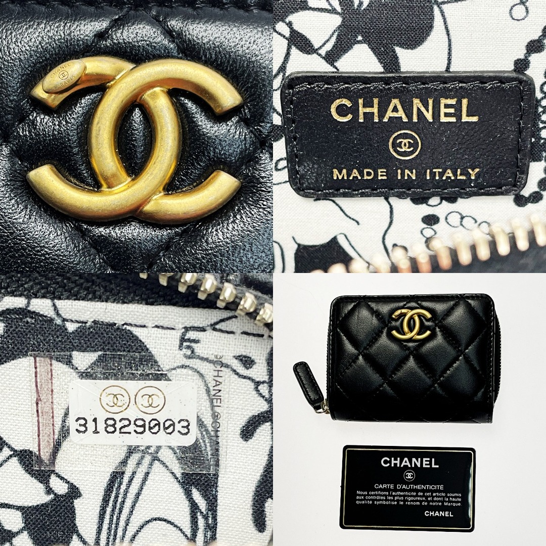 CHANEL - CHANEL シャネル ジップコインパース ブラック ココ CHANEL - CHANEL シャネル ジップコインパース ブラック ココ