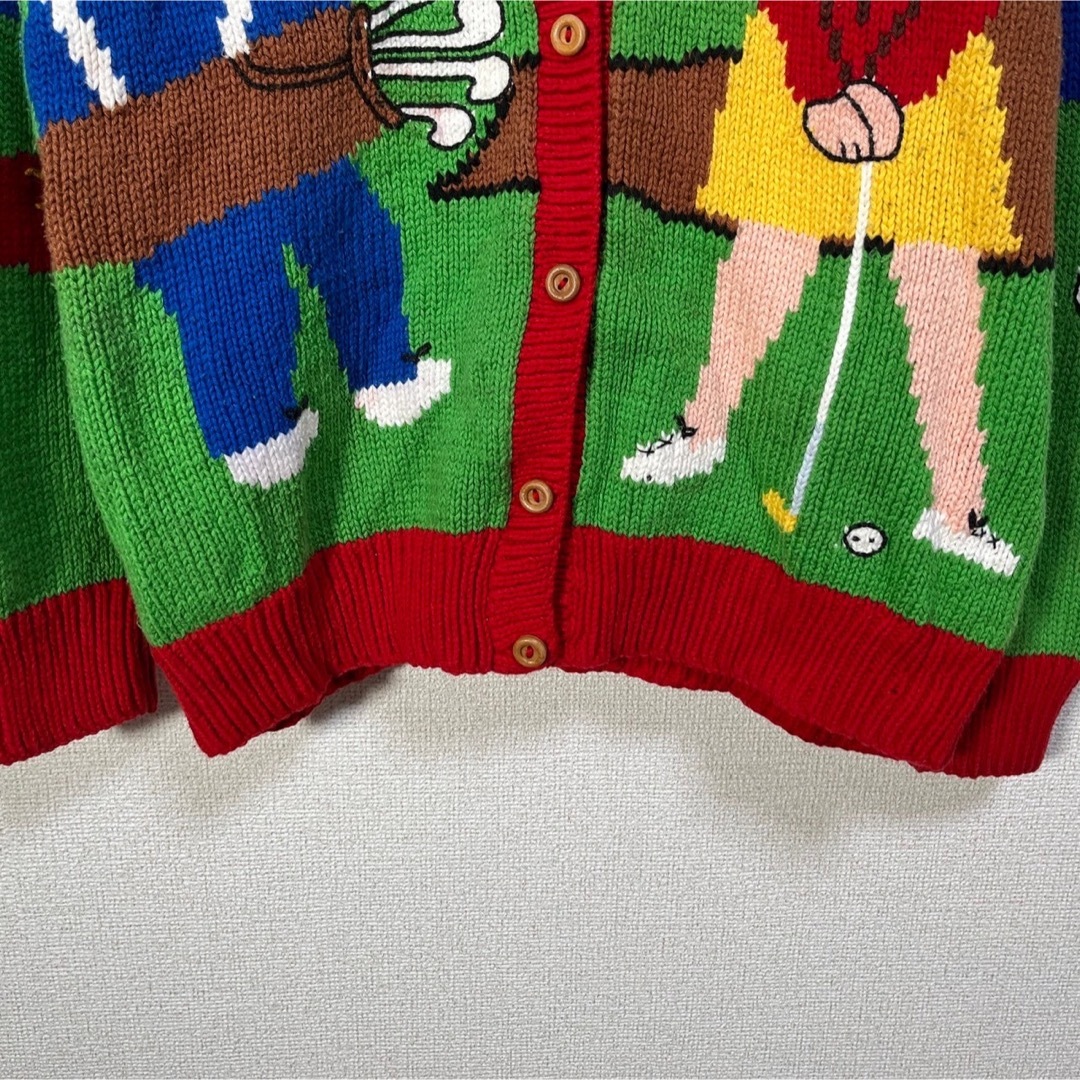 【ペルー製】ニット　セーター　カーディガン　ゴルフ　ヤシの木　ウッドボタン＆ メンズのトップス(カーディガン)の商品写真
