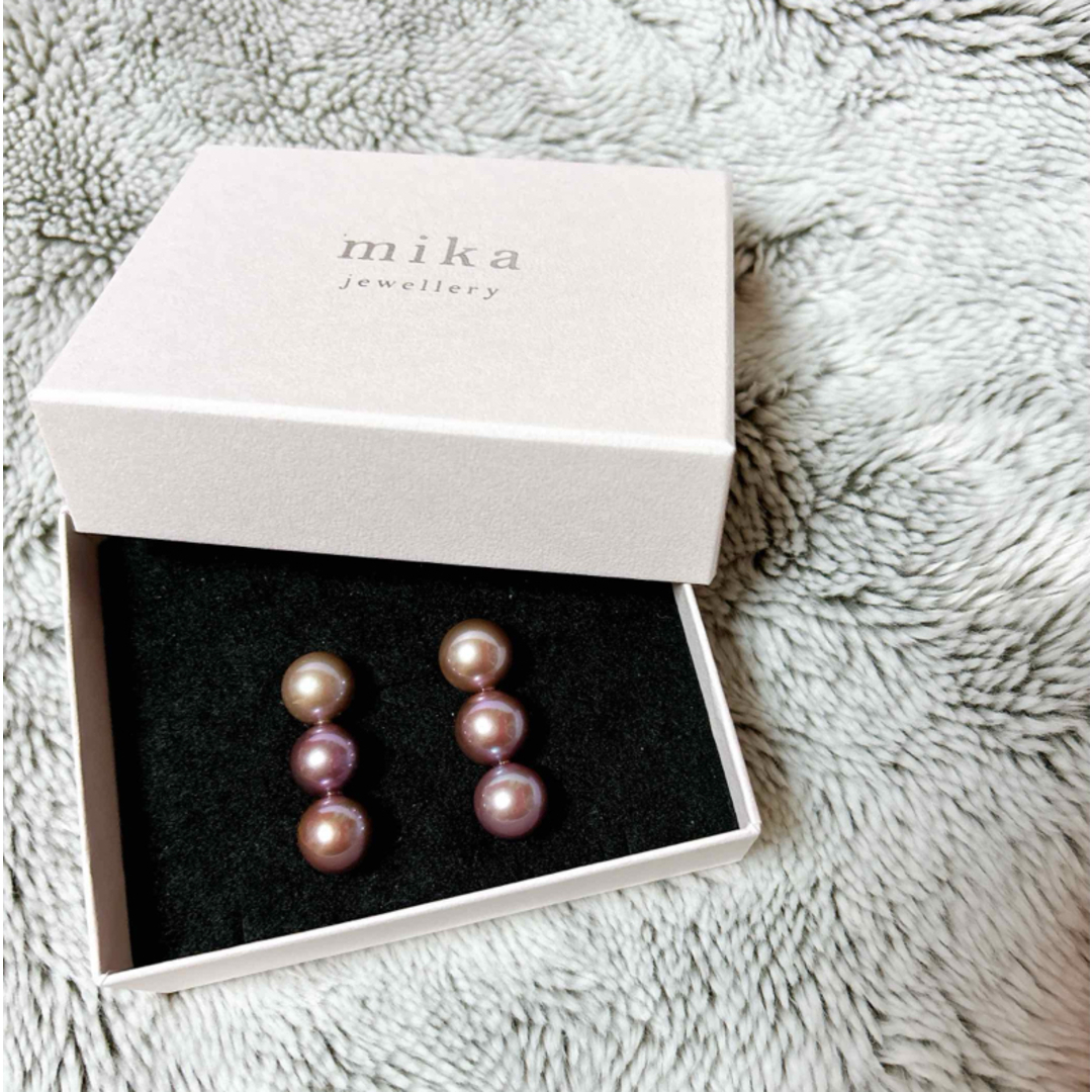Mika jewellery無調色 紫真珠淡水パールk18ピアス　ミカジュエリー