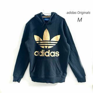 アディダス(adidas)のadidas Originals パーカー黒金  デカロゴ　ユニセックス　M(パーカー)