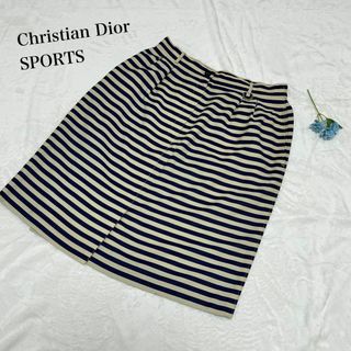 クリスチャンディオール(Christian Dior)のChristian Dior SPORTS スカート L ウール ストライプ(ひざ丈スカート)