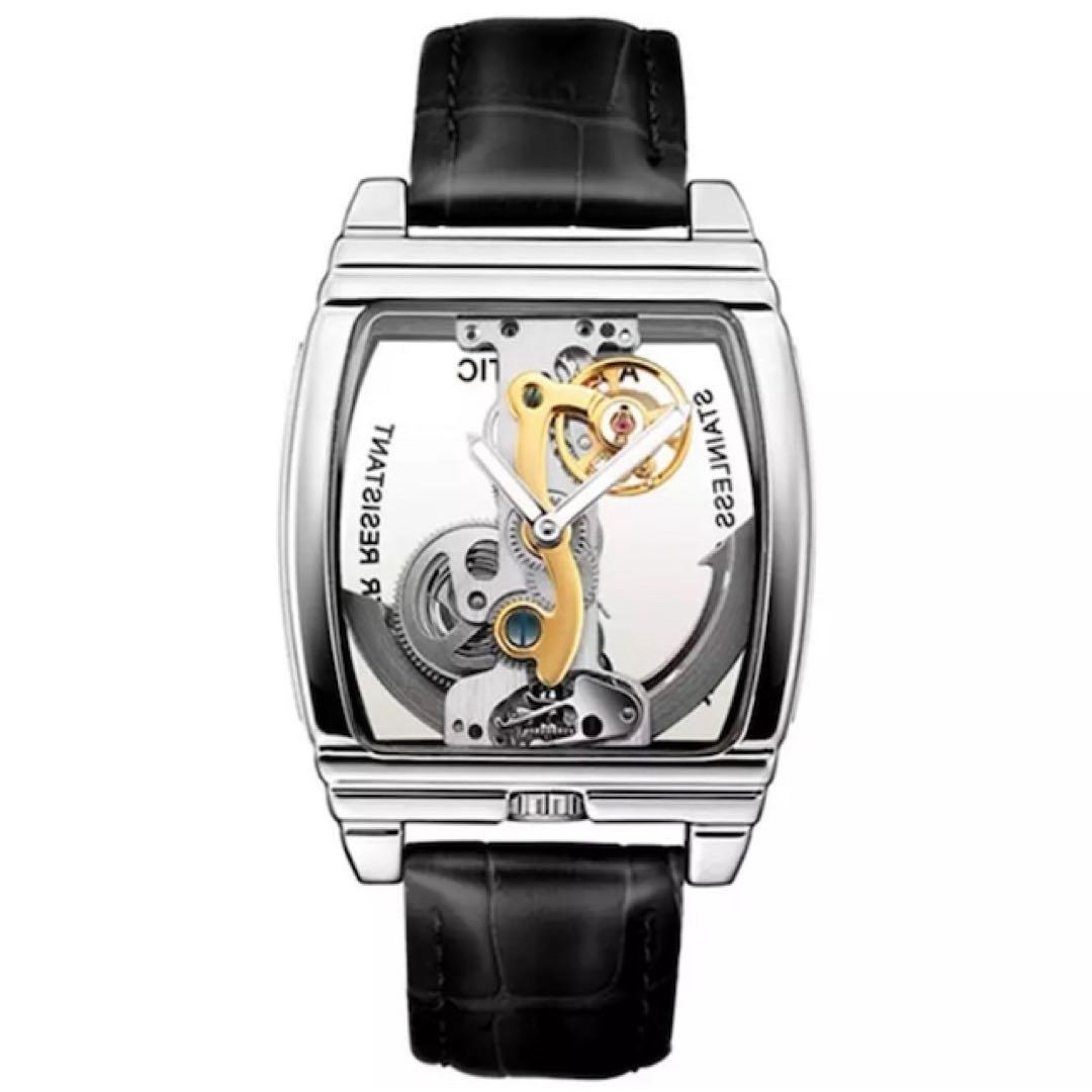 腕時計　スケルトン　レザーベルト　人気商品　男女兼用　防水　プレゼントユニーク