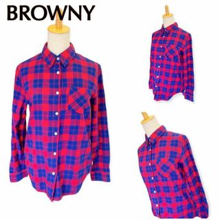 ブラウニー(BROWNY)のBROWNY　ブラウニー　レディース　チェック　シャツ　レッド　赤　ネルシャツ(シャツ/ブラウス(長袖/七分))