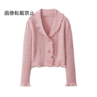 🪅12月新作🎁13122◆pink ピンク ニット カーディガン(カーディガン)