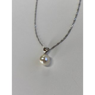 あこや本真珠一粒ネックレス シルバー925スクリューチェーン40+5.5cm(ネックレス)