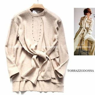 TORRAZZO DONNA - 定価15,180円【新品】トラッゾドンナ★ひとワザデザイン掛け重ね着風ニット