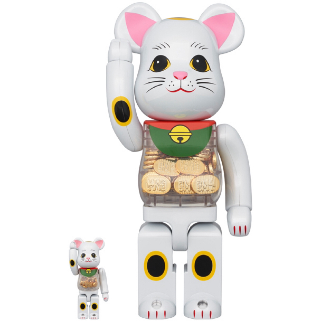 BE@RBRICK(ベアブリック)のBE@RBRICK 招き猫 小判 白メッキ 100％ & 400％ エンタメ/ホビーのおもちゃ/ぬいぐるみ(キャラクターグッズ)の商品写真