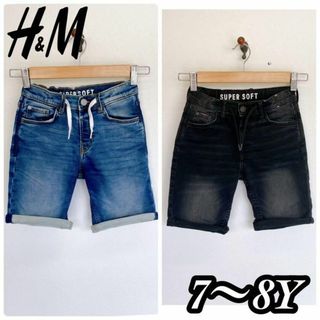 エイチアンドエム(H&M)のH&M　定4千円　キッズ　デニム　ハーフパンツ　半ズボン　2点セット　7～8Y(パンツ/スパッツ)