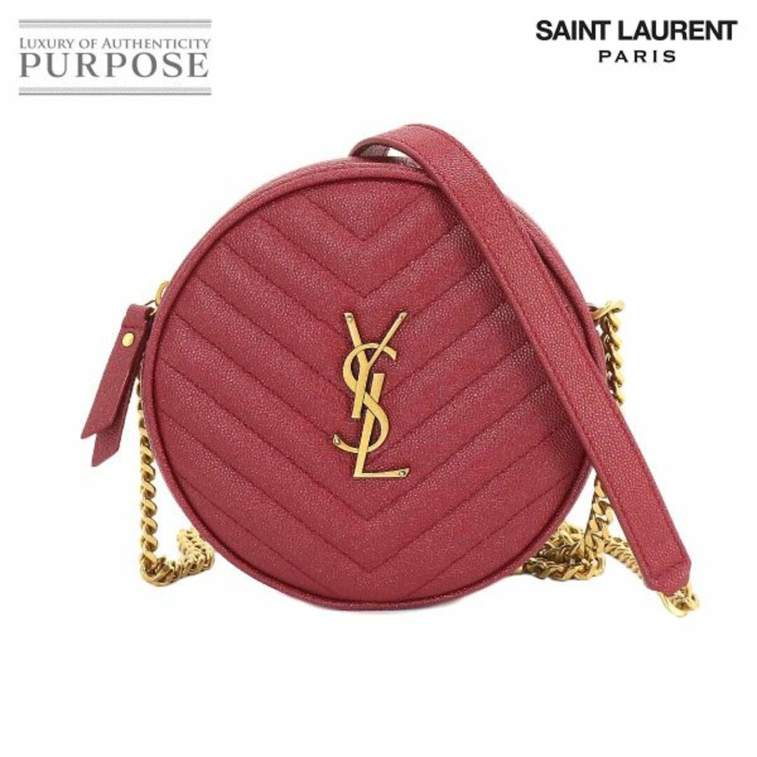 未使用 展示品 サンローラン パリ SAINT LAURENT PARIS ヴィニル チェーン ショルダー バッグ レザー レッド 610436 VLP 90216967付属品保存袋