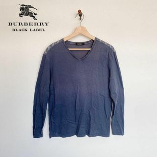 バーバリーブラックレーベル(BURBERRY BLACK LABEL)の特価　バーバリー　ブラックレーベル　ロンT　Tシャツ　ノバチェック　ネイビー(Tシャツ/カットソー(七分/長袖))