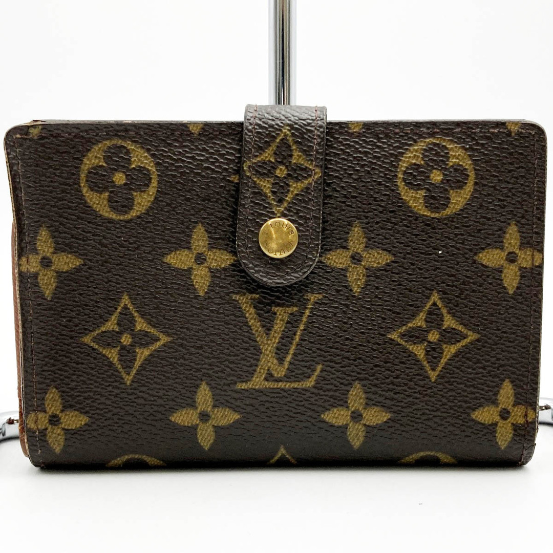 やや型崩れコーナーLOUIS VUITTON ルイ・ヴィトン ポルトフォイユ・ヴィエノワ モノグラム 二つ折り財布 財布 がま口 ブラウン PVC レディース メンズ ファッション M61663 USED