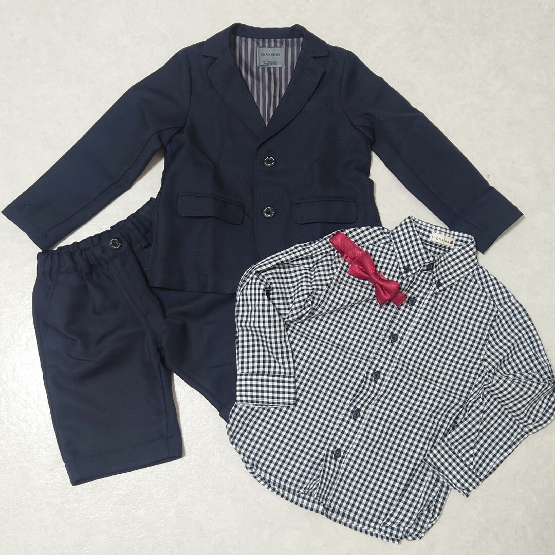 Branshes(ブランシェス)の【値下げ】フォーマルセットアップ4点セット キッズ/ベビー/マタニティのキッズ服男の子用(90cm~)(ドレス/フォーマル)の商品写真