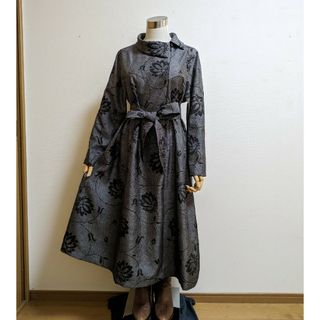 SOLD　着物リメイク　ワンピース　大島紬　L〜LL(ひざ丈ワンピース)