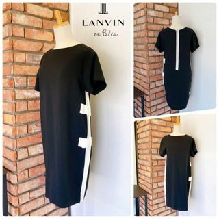 ランバン(LANVIN)の特価数回美品　LANVIN　ランバン　オンブルー　ワンピース　ブラック　ホワイト(ロングワンピース/マキシワンピース)