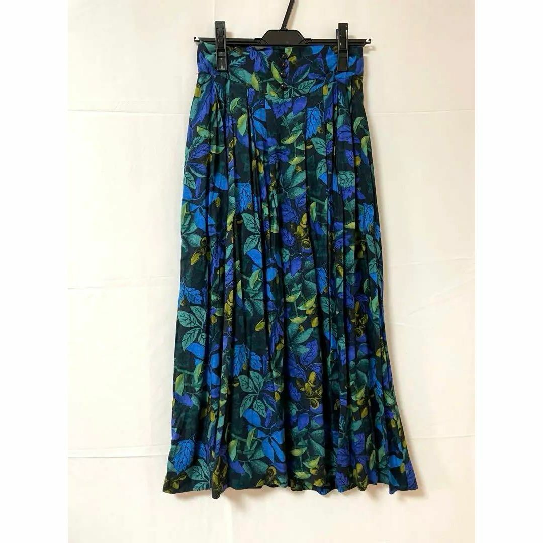ヴィンテージ　古着　花柄　ブルー　スカート レディースのスカート(ロングスカート)の商品写真