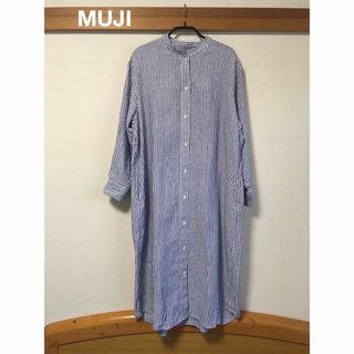 ムジルシリョウヒン(MUJI (無印良品))のフレンチリネンストライプワンピース　S(ロングワンピース/マキシワンピース)