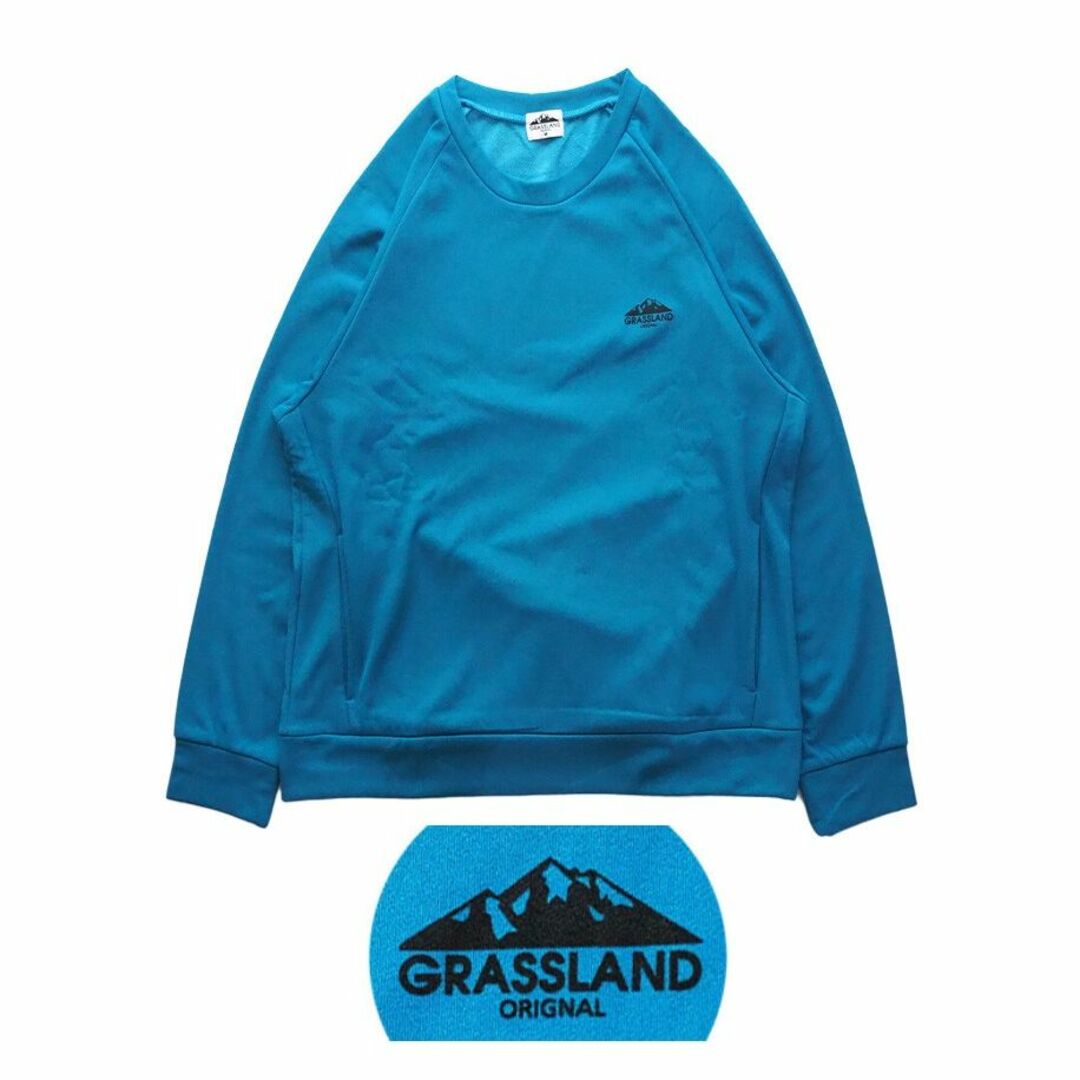 GRASSLAND 裏フリースストレッチトレーナー　ターコイズブルー Lサイズ  メンズのトップス(スウェット)の商品写真