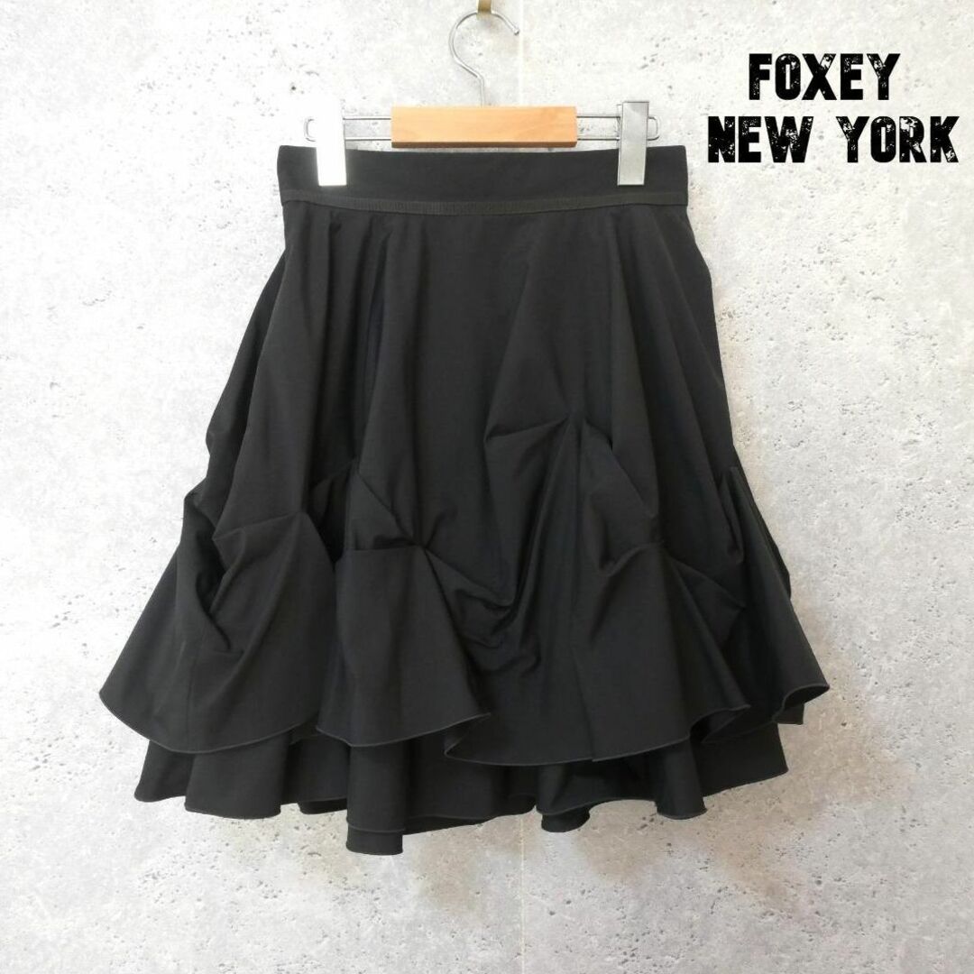 一度のみ着用☆FOXEY NEW YORK☆ストレッチスカート 黒 - ひざ丈ワンピース