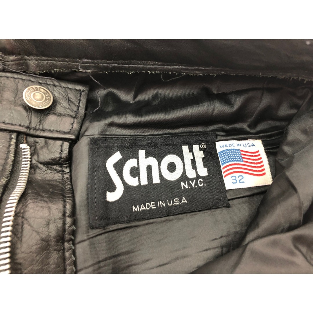 ▼▼Schott ショット メンズ レザーパンツ 裏地破れ有り 32インチ ブラック