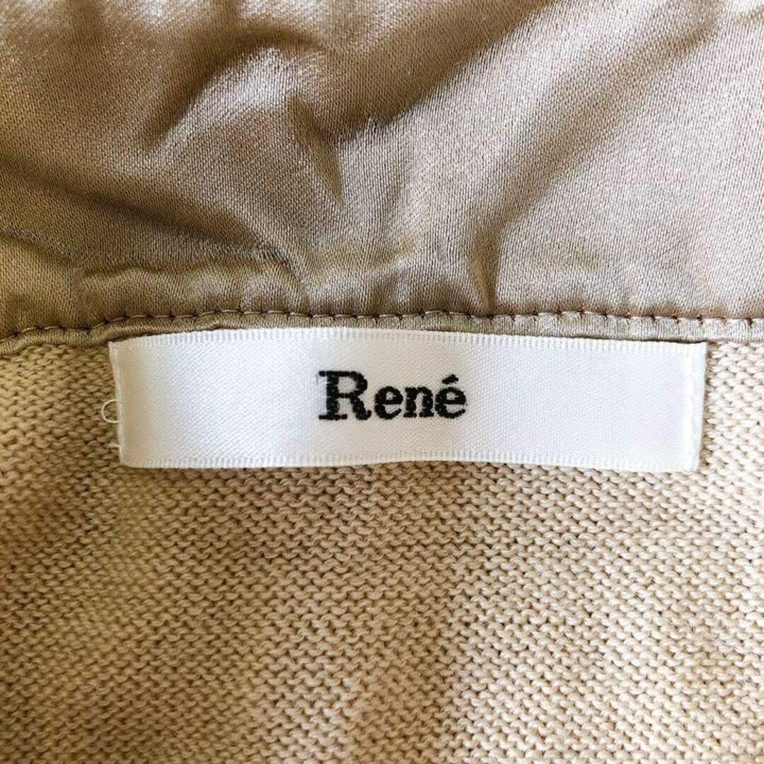 René(ルネ)の美品　数回 René　ルネ　ウール　半袖　リボン　ニット　ベージュ系　36 レディースのトップス(ニット/セーター)の商品写真