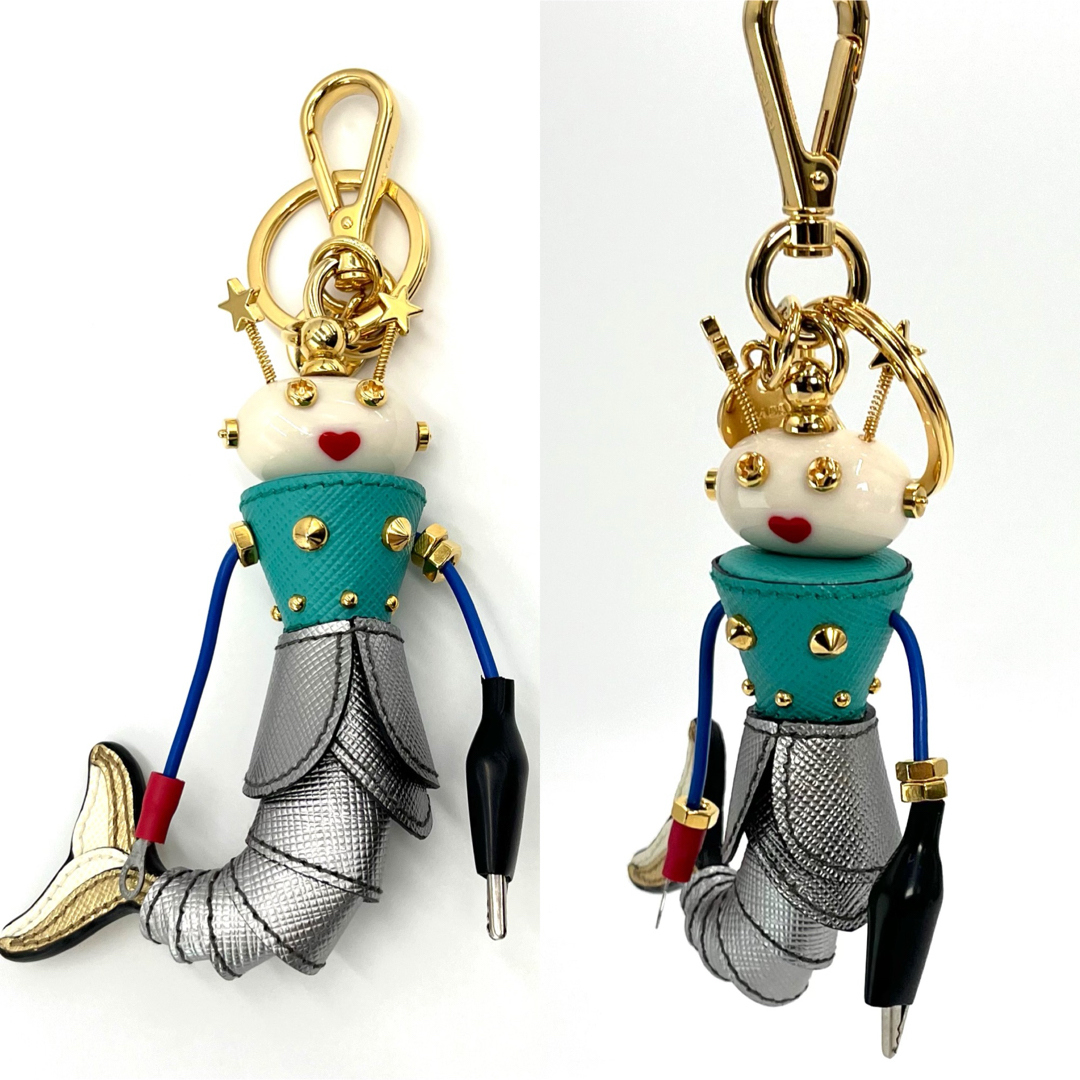 PRADA(プラダ)のプラダ サフィアーノレザー ロボット キーリング トリック マーメイド チャーム レディースのファッション小物(キーホルダー)の商品写真