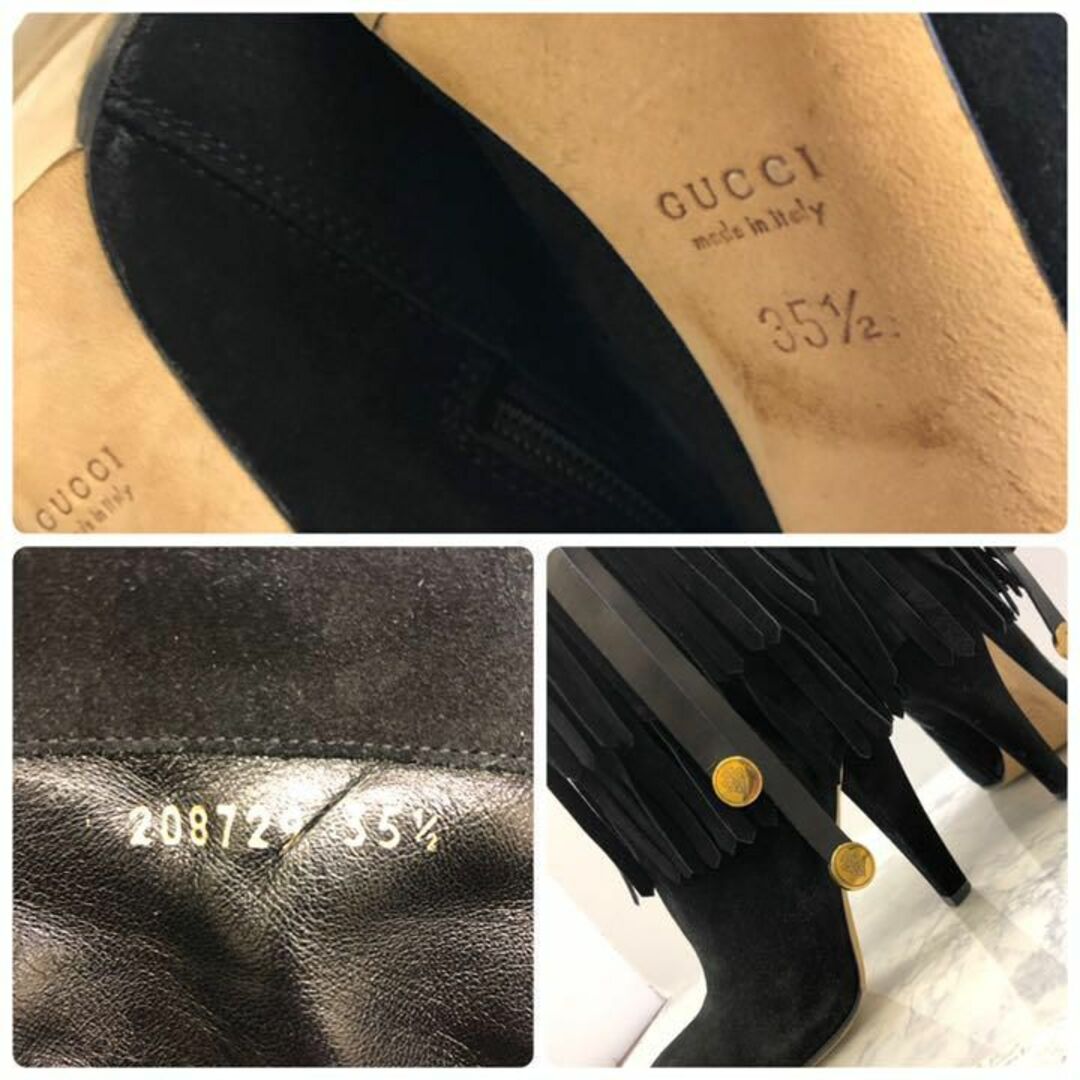 Gucci(グッチ)の希少　数回 GUCCI　グッチ　フリンジ　ショートブーツ　ブーティ　ラウンドトゥ レディースの靴/シューズ(ブーツ)の商品写真