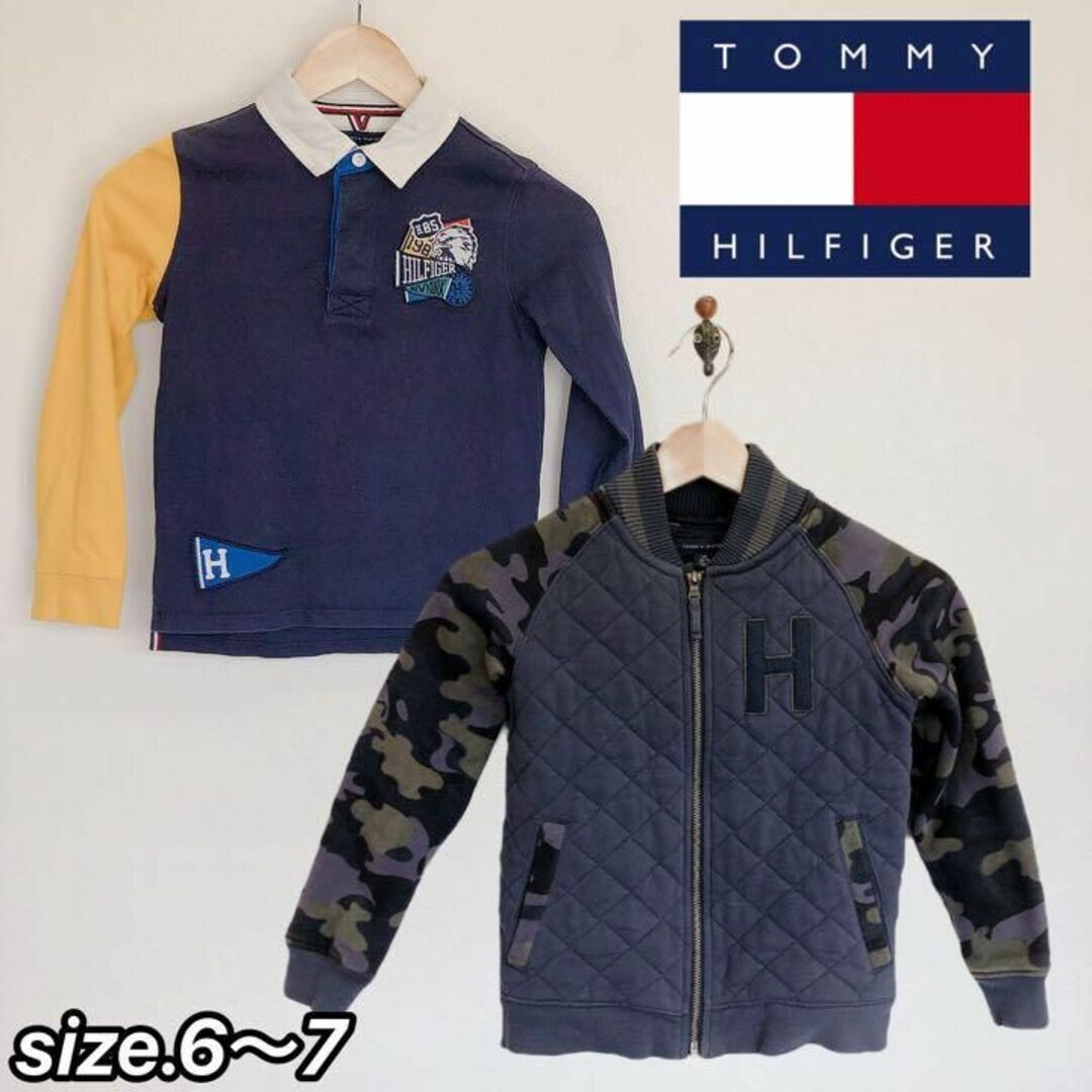 TOMMY HILFIGER(トミーヒルフィガー)のトミーヒルフィガー　２点セット　ブルゾン　パーカ　ラガー　シャツ　ネイビー キッズ/ベビー/マタニティのキッズ服男の子用(90cm~)(ジャケット/上着)の商品写真