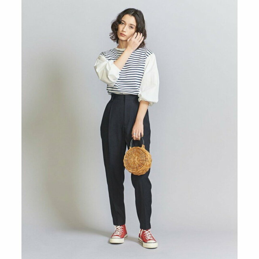 BEAUTY&YOUTH UNITED ARROWS(ビューティアンドユースユナイテッドアローズ)の【NAVY】リネンライク タックテーパードパンツ -ウォッシャブル- レディースのパンツ(その他)の商品写真