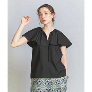 ビューティアンドユースユナイテッドアローズ(BEAUTY&YOUTH UNITED ARROWS)の【BLACK】リネンライク ラッフルカラーブラウス -ウォッシャブルー(シャツ/ブラウス(長袖/七分))