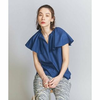 ビューティアンドユースユナイテッドアローズ(BEAUTY&YOUTH UNITED ARROWS)の【ROYAL】リネンライク ラッフルカラーブラウス -ウォッシャブルー(シャツ/ブラウス(長袖/七分))