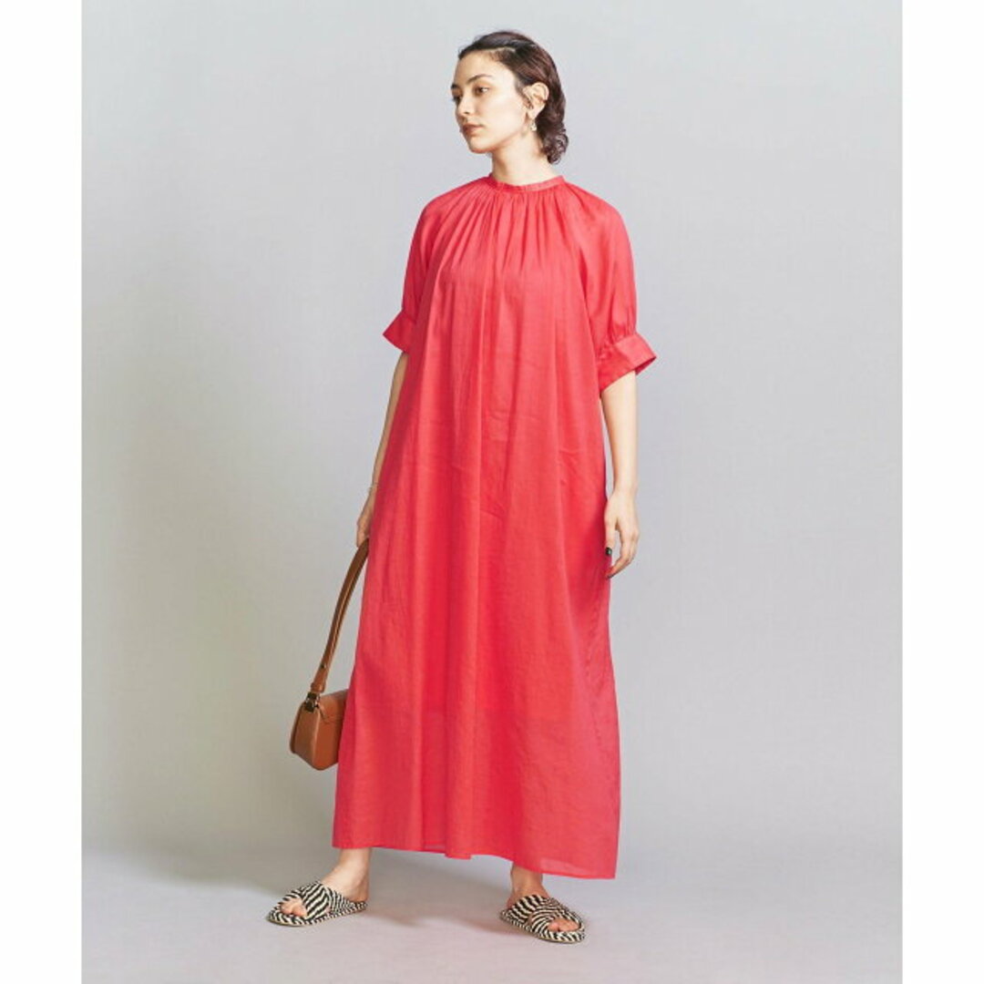 BEAUTY&YOUTH UNITED ARROWS(ビューティアンドユースユナイテッドアローズ)の【PINK】【M】麻コットン ギャザーボリューム ワンピース -ウォッシャブル- レディースのワンピース(ロングワンピース/マキシワンピース)の商品写真