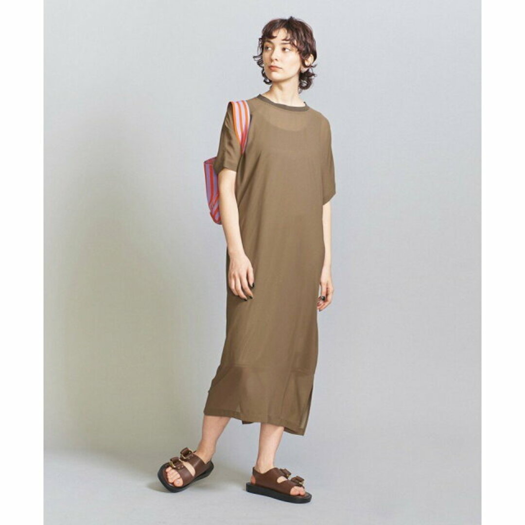 BEAUTY&YOUTH UNITED ARROWS(ビューティアンドユースユナイテッドアローズ)の【OLIVE】シフォンレイヤード ドルマンスリーブワンピース -ウォッシャブル- レディースのワンピース(ロングワンピース/マキシワンピース)の商品写真