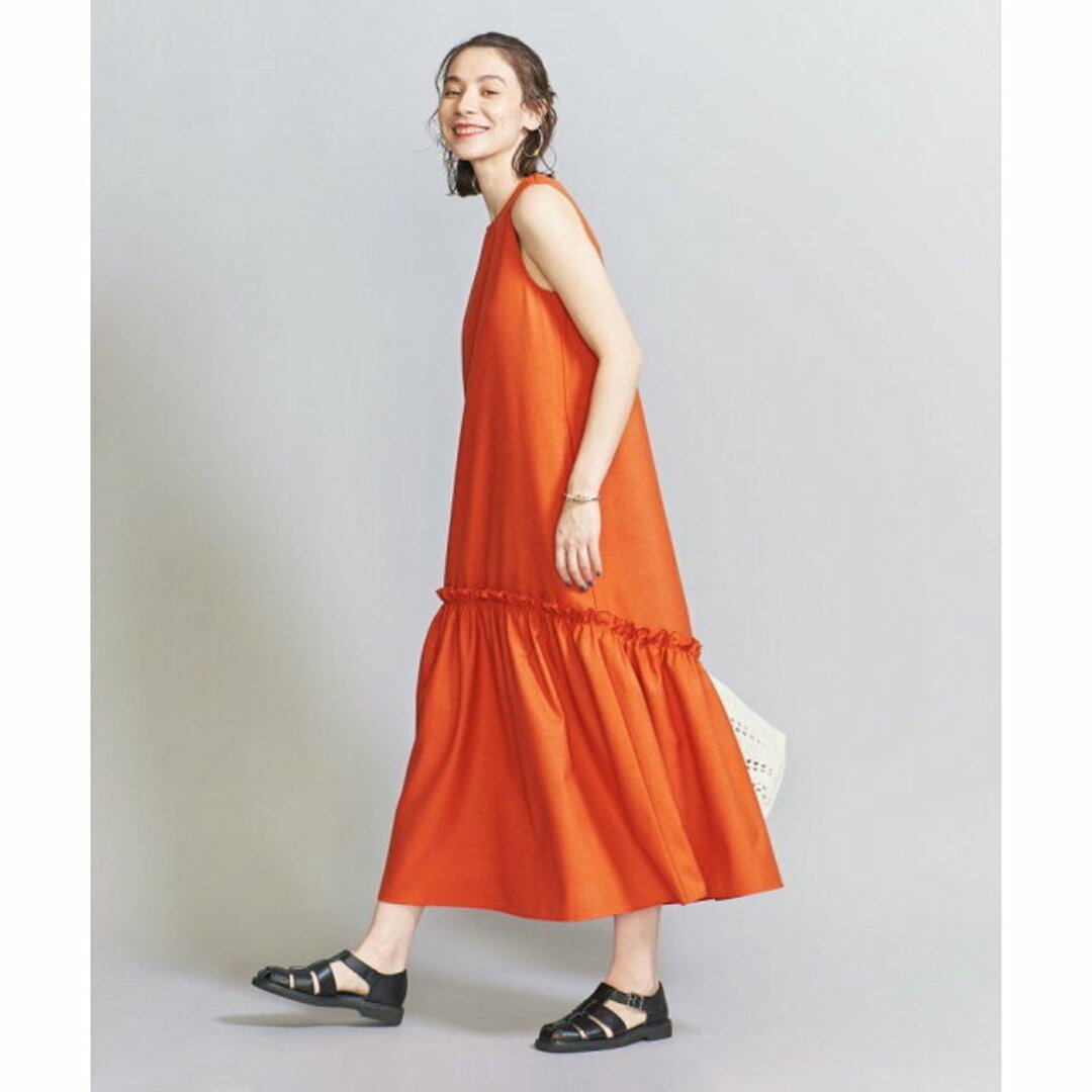 BEAUTY&YOUTH UNITED ARROWS(ビューティアンドユースユナイテッドアローズ)の【ORANGE】【FREE】リネンライク ティアードワンピース -ウォッシャブル- レディースのワンピース(ロングワンピース/マキシワンピース)の商品写真