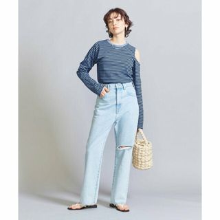 ビューティアンドユースユナイテッドアローズ(BEAUTY&YOUTH UNITED ARROWS)の【LT.BLUE】コットンボーダー カットアウト ロングスリーブ カットソー(カットソー(長袖/七分))