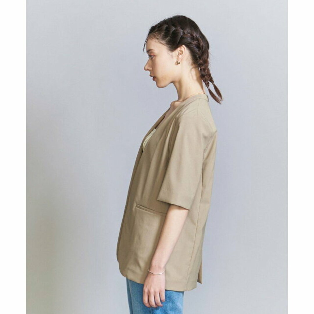 BEAUTY&YOUTH UNITED ARROWS(ビューティアンドユースユナイテッドアローズ)の【BEIGE】ポリエステルブレンド ハーフスリーブ ジャケット レディースのジャケット/アウター(ノーカラージャケット)の商品写真