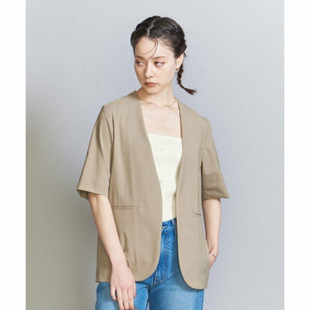 BEAUTY&YOUTH UNITED ARROWS(ビューティアンドユースユナイテッドアローズ)の【BEIGE】ポリエステルブレンド ハーフスリーブ ジャケット レディースのジャケット/アウター(ノーカラージャケット)の商品写真