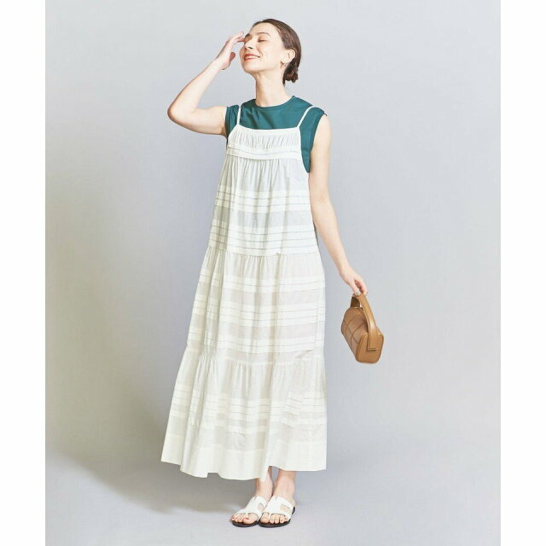 BEAUTY&YOUTH UNITED ARROWS(ビューティアンドユースユナイテッドアローズ)の【WHITE】コットンタックキャミワンピース-ウォッシャブル- レディースのワンピース(ロングワンピース/マキシワンピース)の商品写真