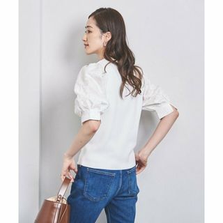 ユナイテッドアローズ(UNITED ARROWS)の【OFF WHITE】ジャカード コンビ パフスリーブ ニット(ニット/セーター)