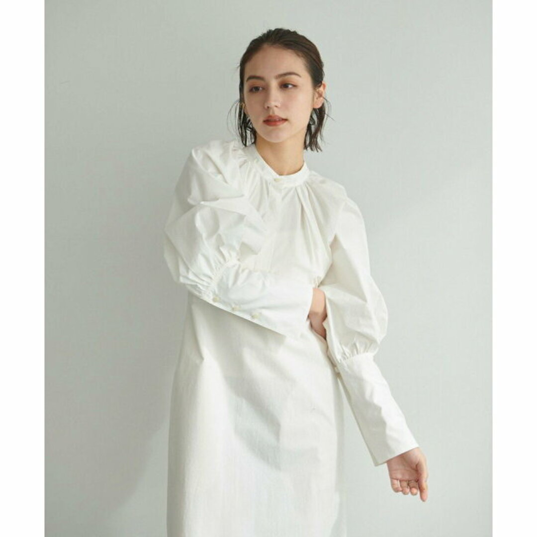 UNITED ARROWS green label relaxing(ユナイテッドアローズグリーンレーベルリラクシング)の【WHITE】【M】<EMMEL REFINES>EM ソデボリューム ロングシャツワンピース レディースのワンピース(ロングワンピース/マキシワンピース)の商品写真