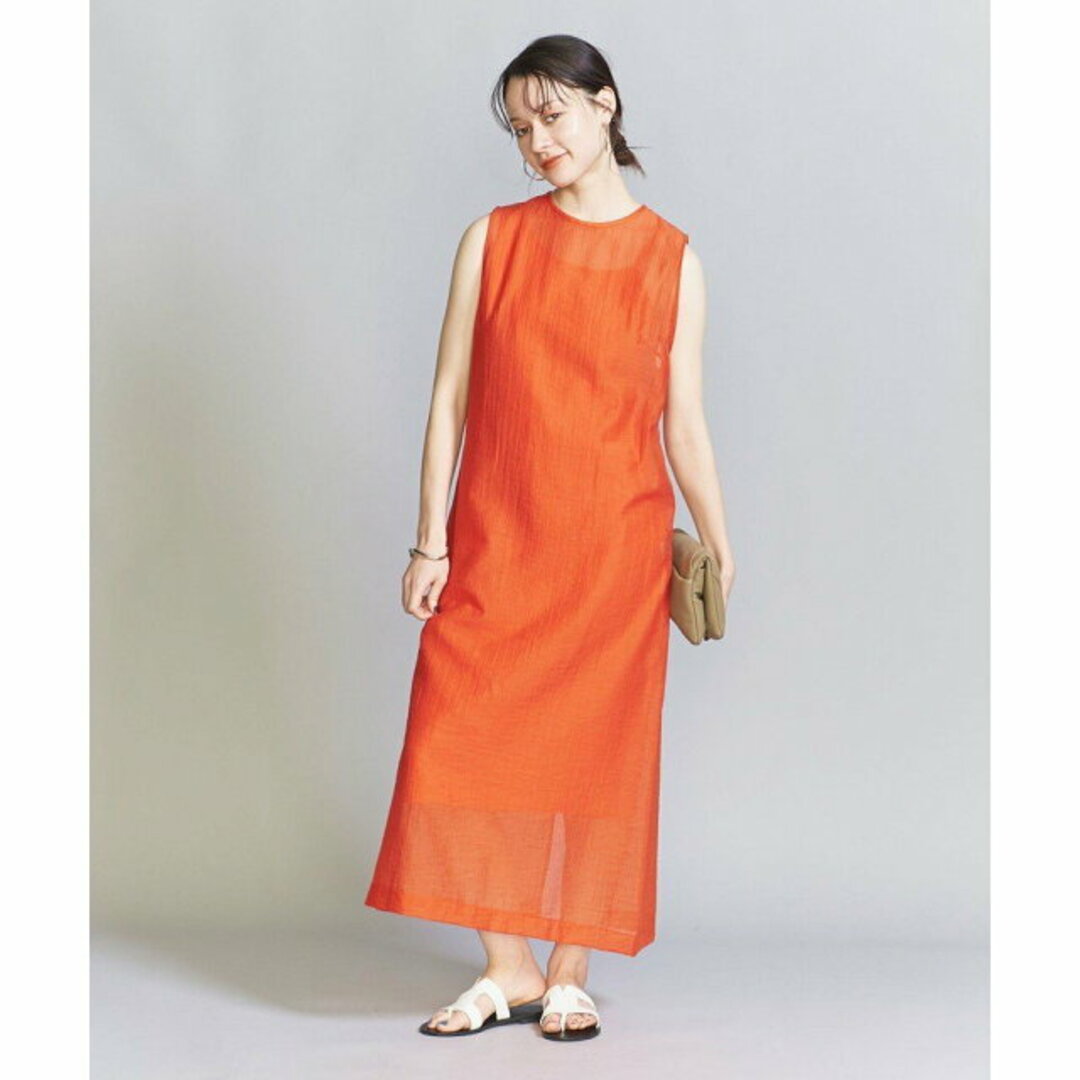 BEAUTY&YOUTH UNITED ARROWS(ビューティアンドユースユナイテッドアローズ)の【ORANGE】【S】楊柳シアーノースリーブワンピース -ウォッシャブル- レディースのワンピース(ロングワンピース/マキシワンピース)の商品写真