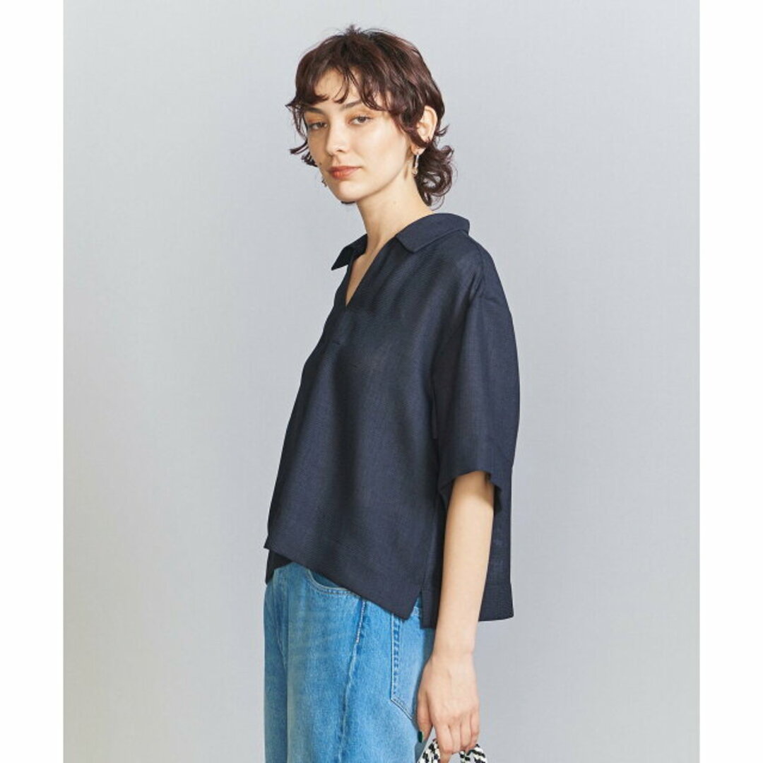 BEAUTY&YOUTH UNITED ARROWS(ビューティアンドユースユナイテッドアローズ)の【NAVY】ポリエステル メッシュ スキッパー シャツ -ウォッシャブル- レディースのワンピース(ミニワンピース)の商品写真