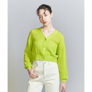 ビューティアンドユースユナイテッドアローズ(BEAUTY&YOUTH UNITED ARROWS)の【YELLOW】メッシュ Vネッククロップド ニットカーディガン(カーディガン)